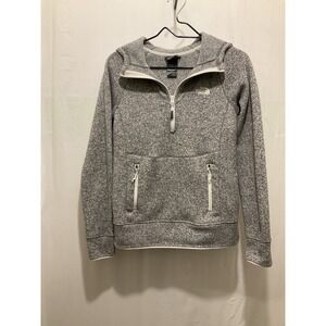 The north face Women's Gray Hoodie Half Zipper With Front Pocket Size Small